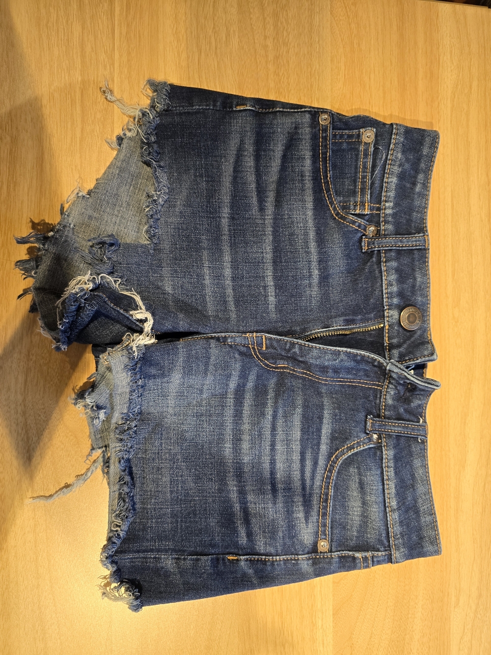 American Eagle Outfitters Distressed Dark Blue Denim Cutoff Shorts HI-rise SHORT